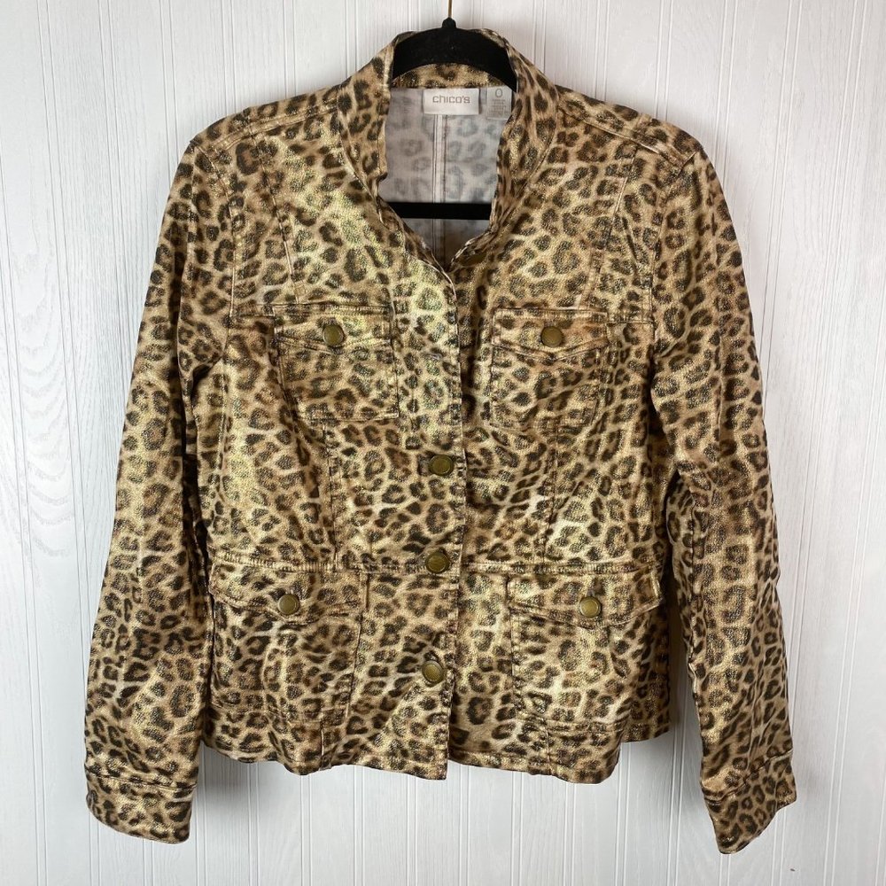 Chicos Leopard print jacket size XS